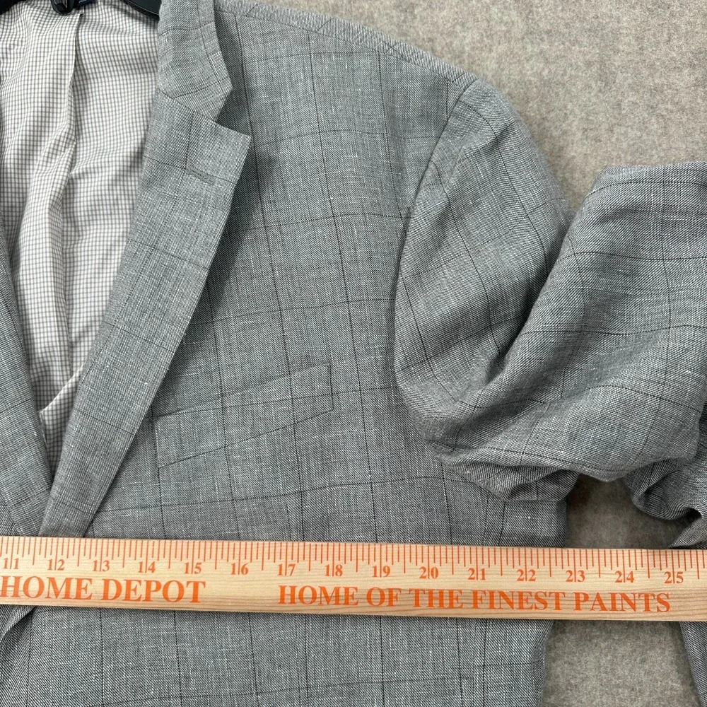 Jos. A. Bank Mens Sports Coat Linen‎ Wool Blazer Jacket Size 44L Grey Windowpane